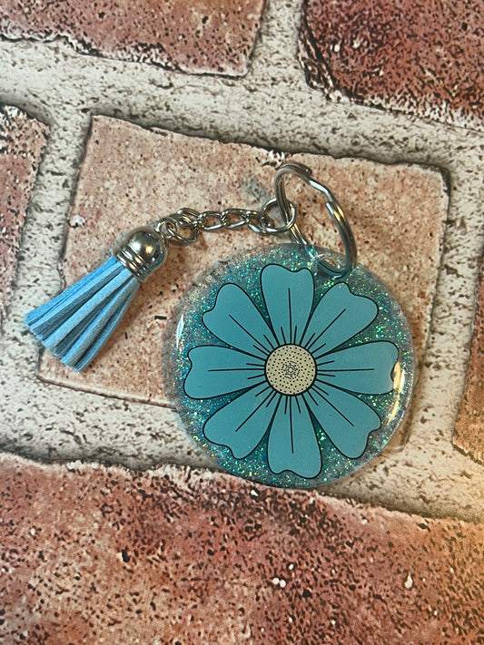 Big blue daisy keychain