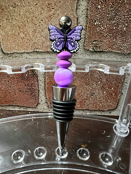 Purple butterfly wine topper