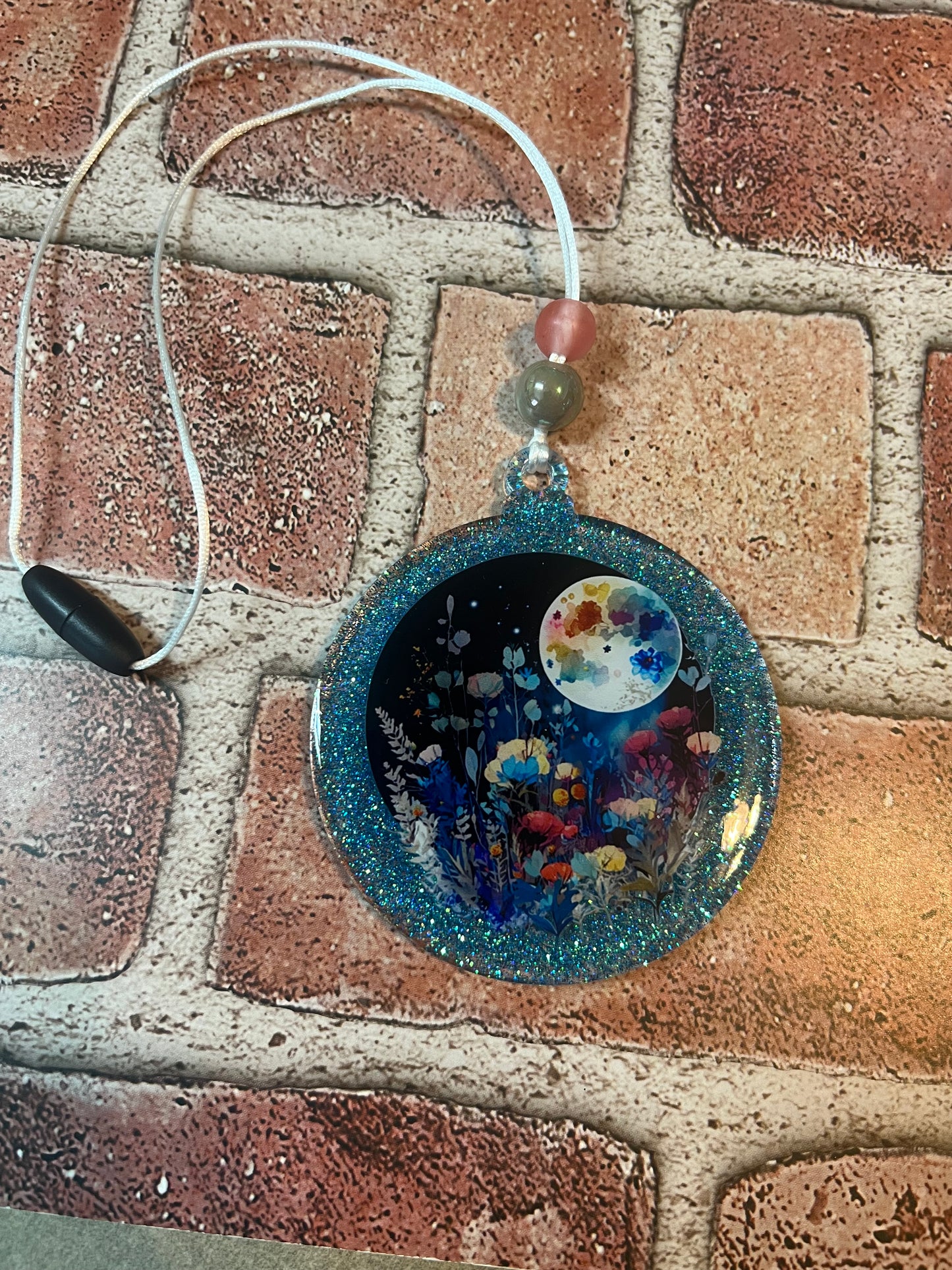 Dark blue full moon car charm