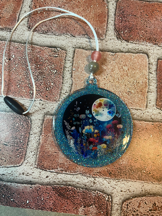 Dark blue full moon car charm