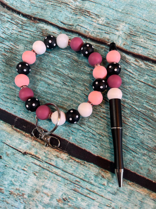 Mini dots wristlet keychain set