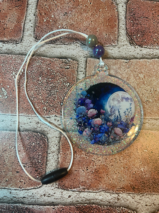 Flower full moon car charm