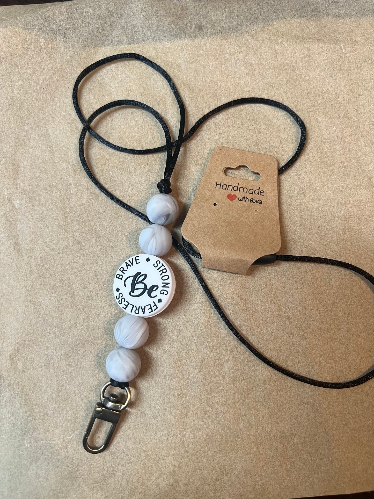 Be brave strong fearless lanyard
