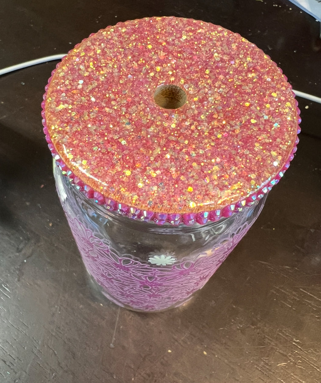 Pink heart Libby glass