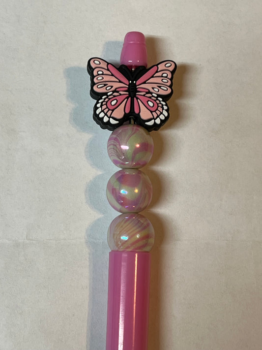 Pink butterfly pen